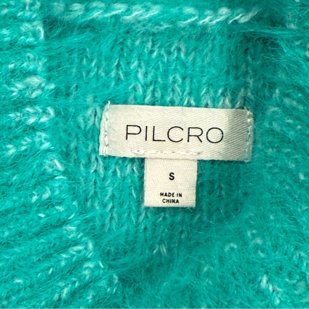 Anthropologie Pilcro Eyelash Short-Sleeve Jumper Women’s Sz Small Green Preppy - Picture 4 of 9